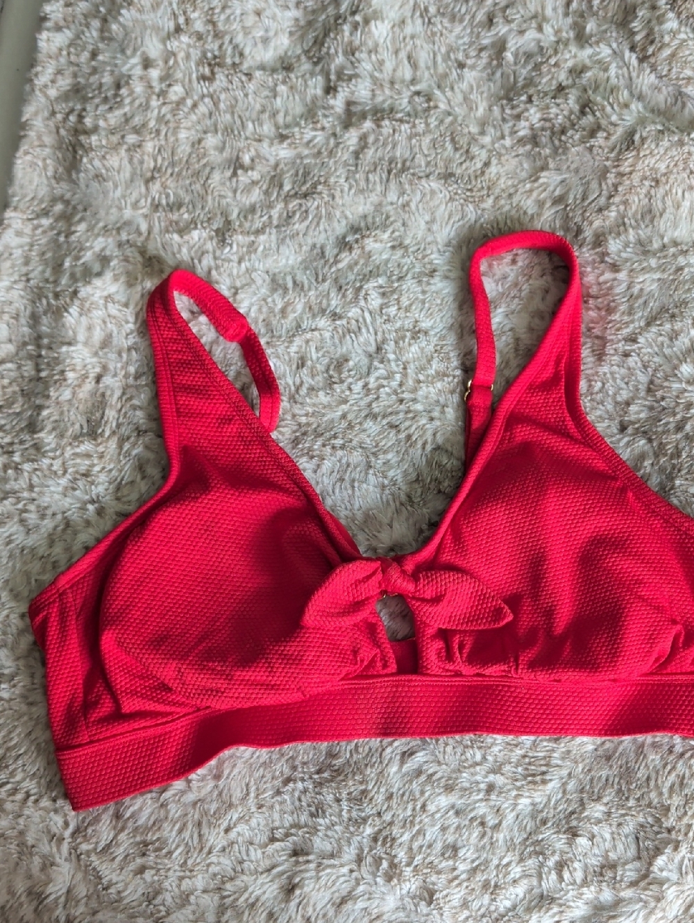 Red Faux Tie-Front Wireless Bikini Top - Women Intimates